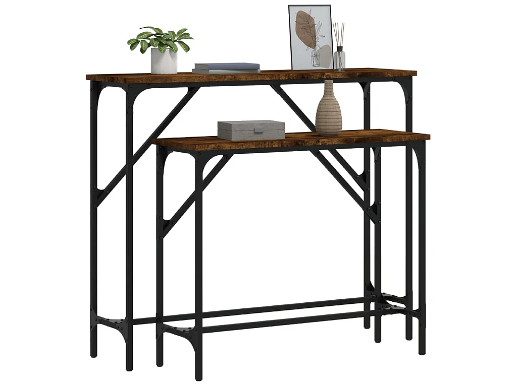 Tables console 2 pcs chêne fumé bois d'ingénierie OFR90080 BonneVie Meuble