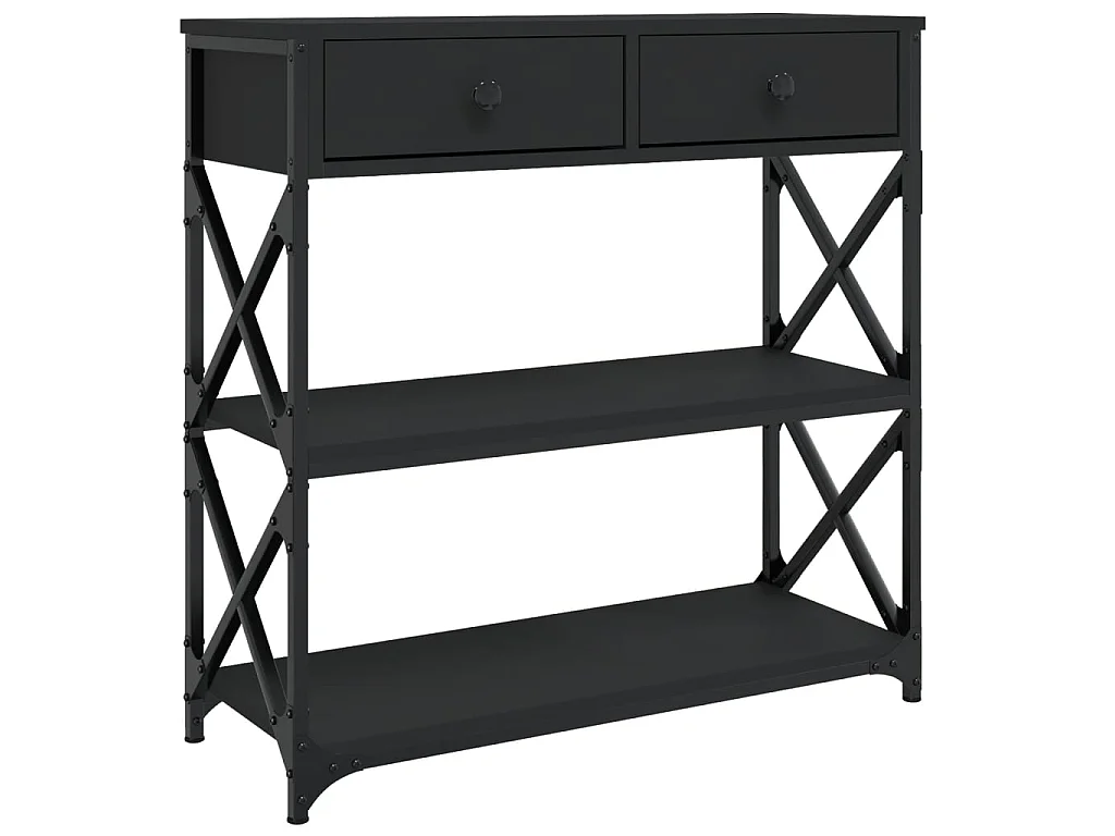 Tavolo Consolle Nero 75x28x75 cm in Legno Multistrato CFW60781