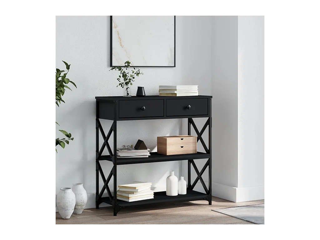 Console noir 75x28x75 cm bois d'ingénierie OFR11606 BonneVie Meuble