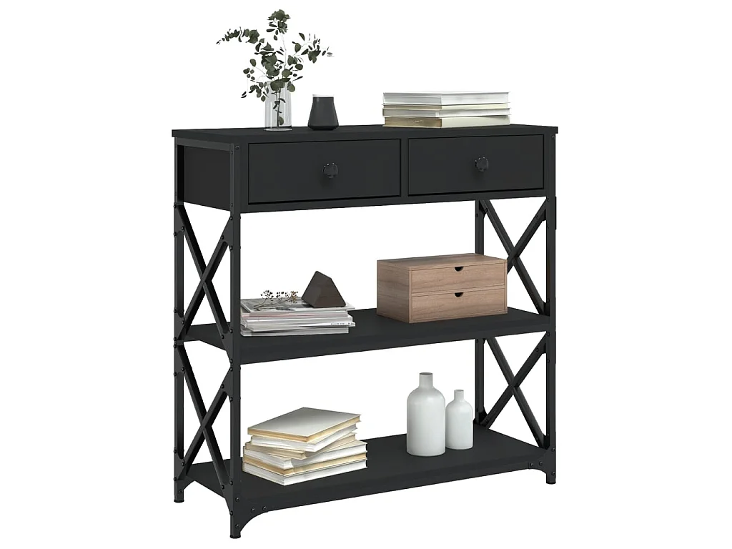 Konsolentisch,Flurtisch Schwarz 75x28x75 cm Holzwerkstoff -gkd343108