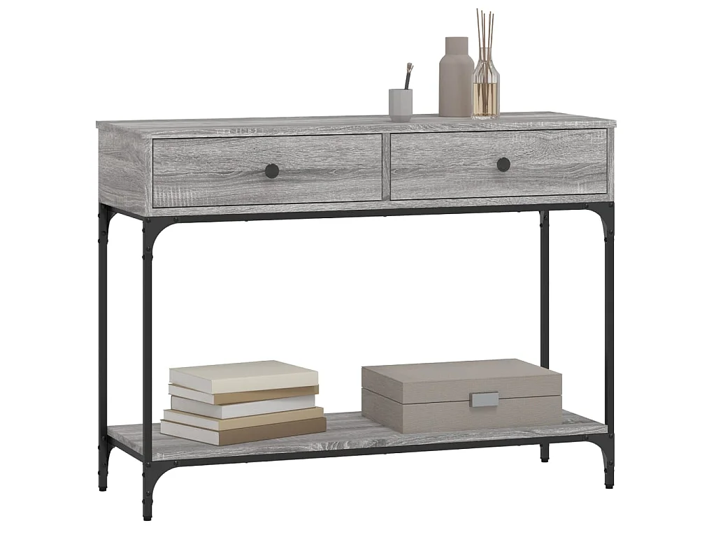 Console sonoma gris 100x34,5x75 cm bois d'ingénierie OFR48401 BonneVie Meuble