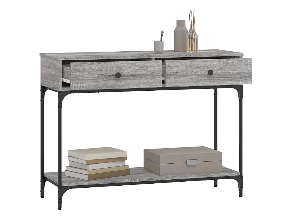 Console sonoma gris 100x34,5x75 cm bois d'ingénierie OFR48401 BonneVie Meuble