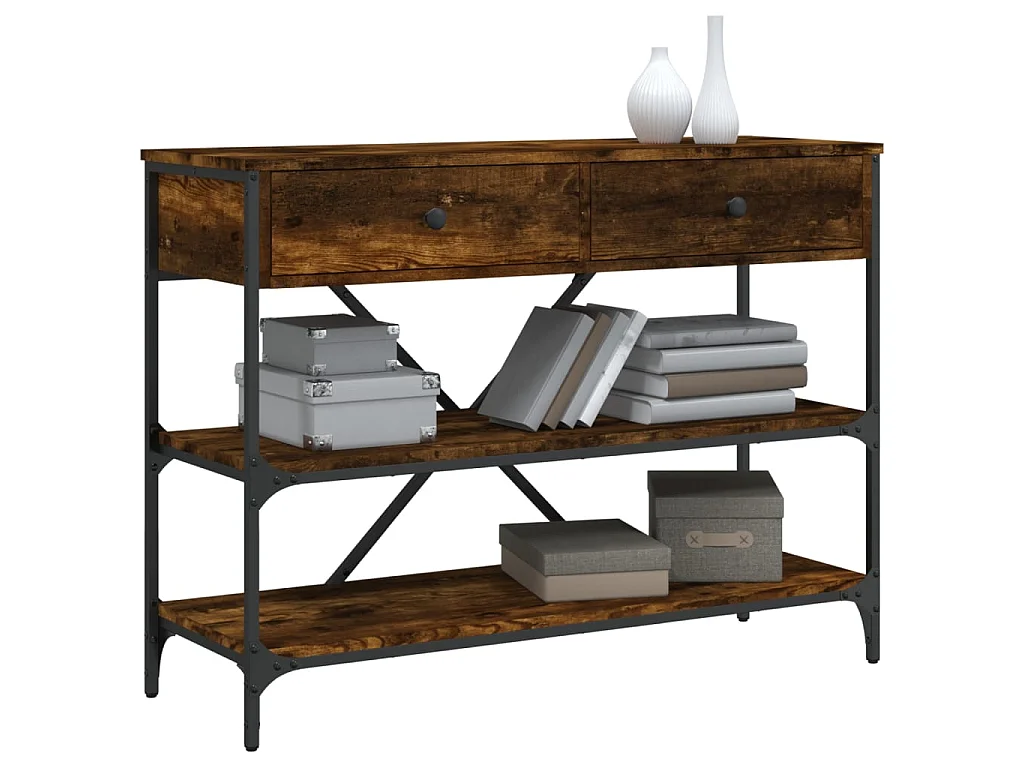 Konsolentisch,Flurtisch mit Schubladen und Ablagen Räuchereiche -gkd20564