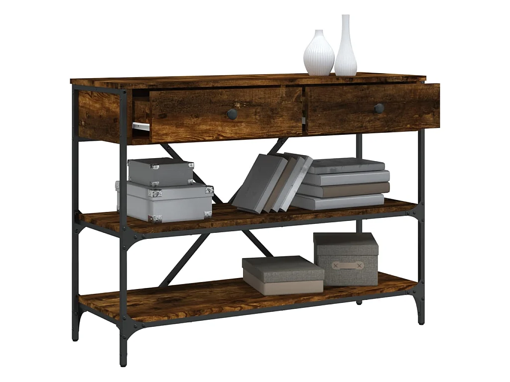 Konsolentisch,Flurtisch mit Schubladen und Ablagen Räuchereiche -gkd20564