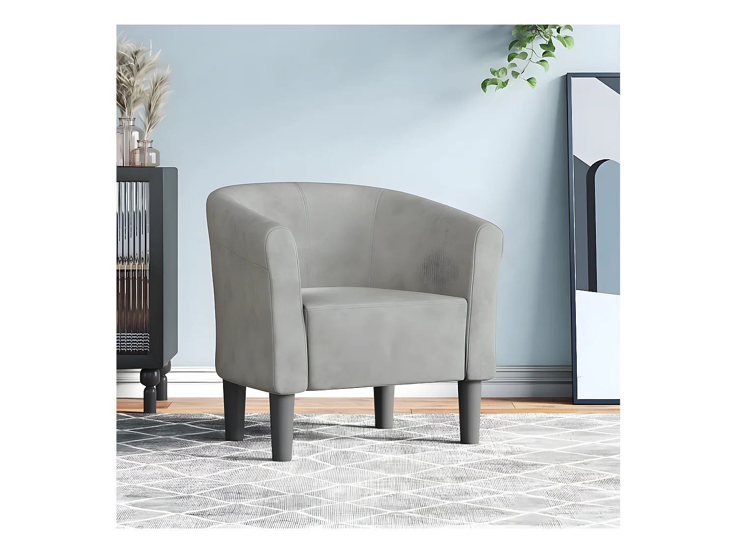 Fauteuil cabriolet moderne gris clair velours SEF45204