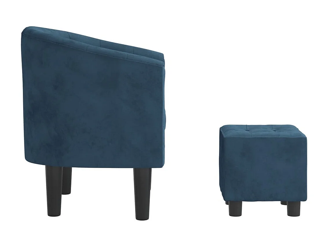 Fauteuil cabriolet avec repose-pied bleu foncé velours SEF29873