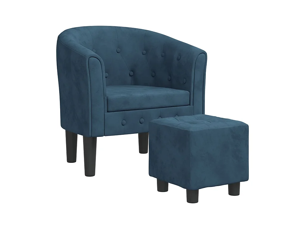 Fauteuil cabriolet avec repose-pied bleu foncé velours SEF29873