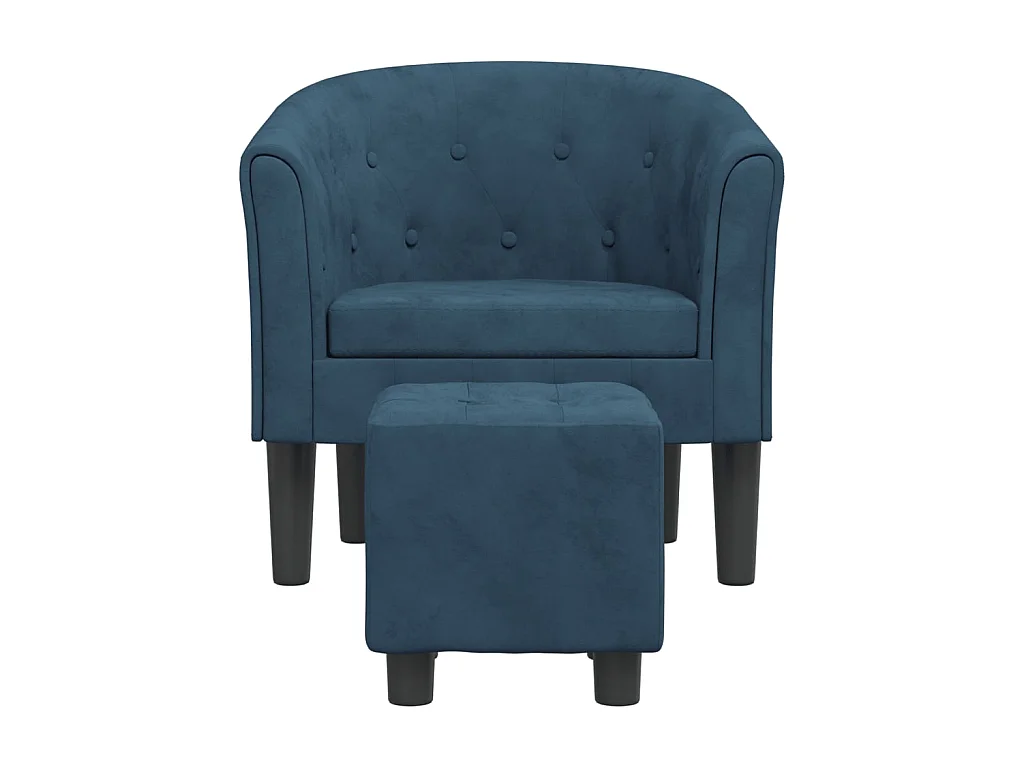 Fauteuil cabriolet avec repose-pied bleu foncé velours SEF29873