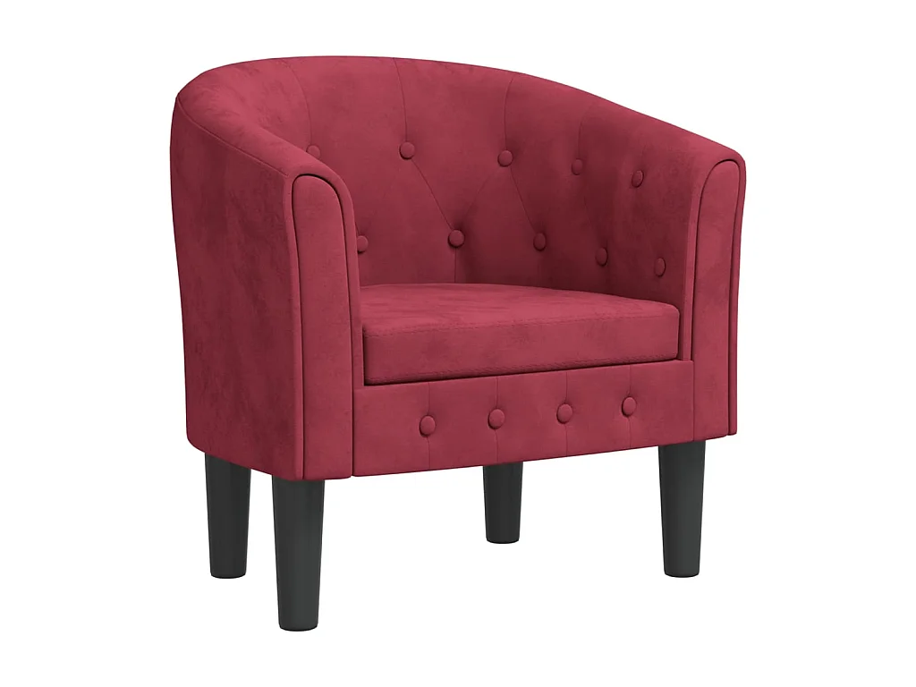 Fauteuil cabriolet moderne rouge bordeaux velours SEF88024