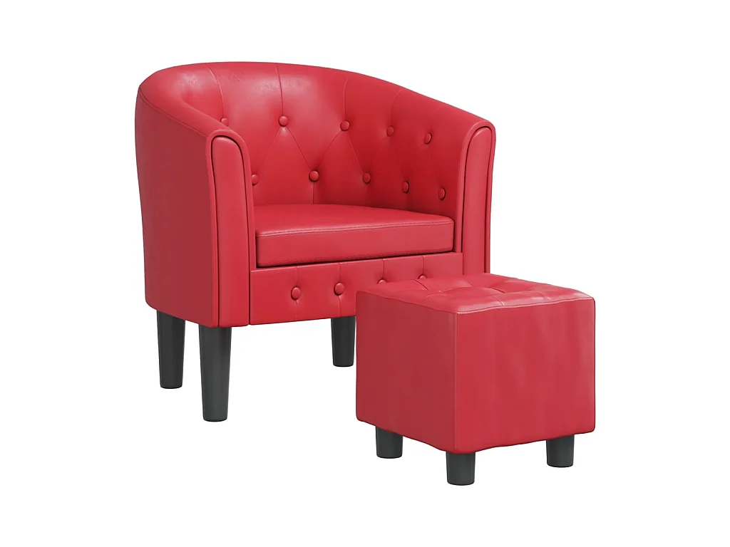 Fauteuil cabriolet avec repose-pied rouge similicuir SEF53014