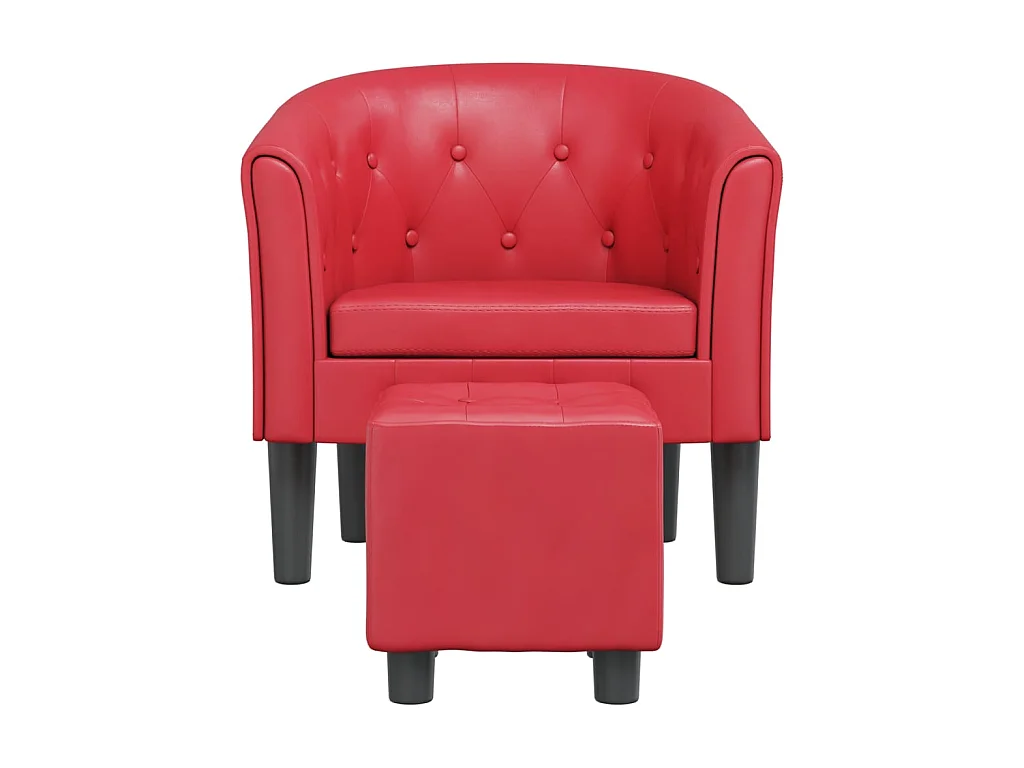 Fauteuil cabriolet avec repose-pied rouge similicuir SEF53014