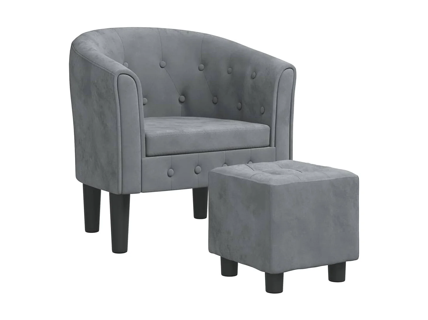 Fauteuil cabriolet avec repose-pied gris foncé velours SEF32223