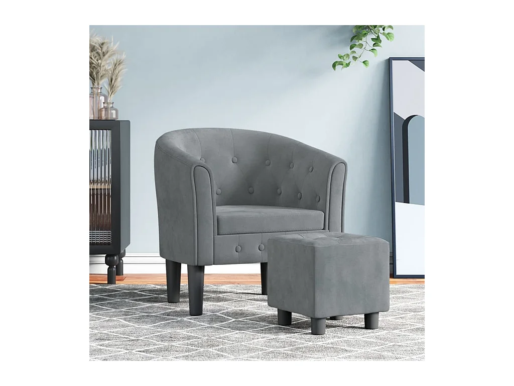 Fauteuil cabriolet avec repose-pied gris foncé velours SEF32223