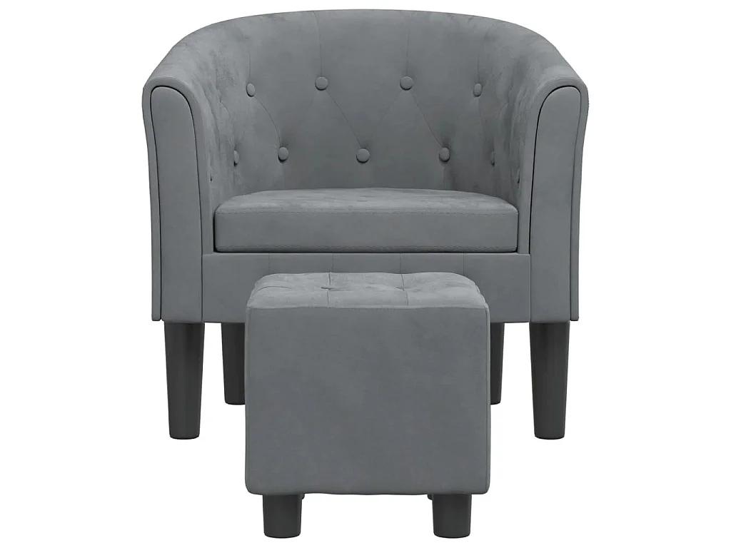 Poltrona com apoio de pés veludo cinzento-escuro PT719876