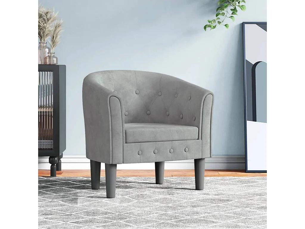 Fauteuil cabriolet moderne gris clair velours SEF98434