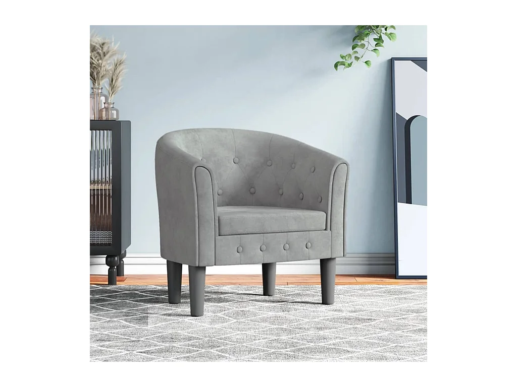 Fauteuil cabriolet moderne gris clair velours SEF98434