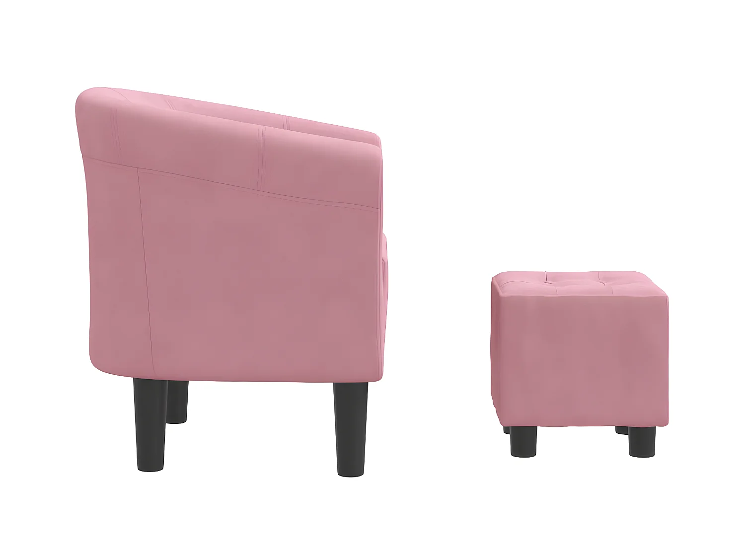 Kuipstoel met voetenbank fluweel roze BE599196