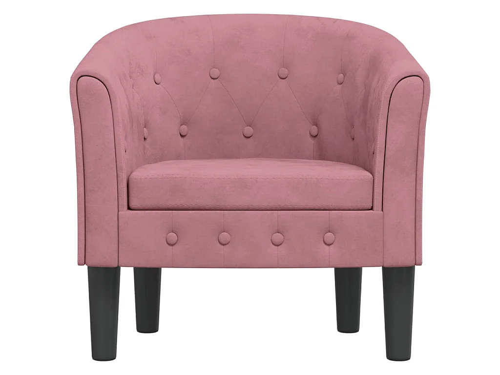 Fauteuil cabriolet moderne rose velours SEF38096