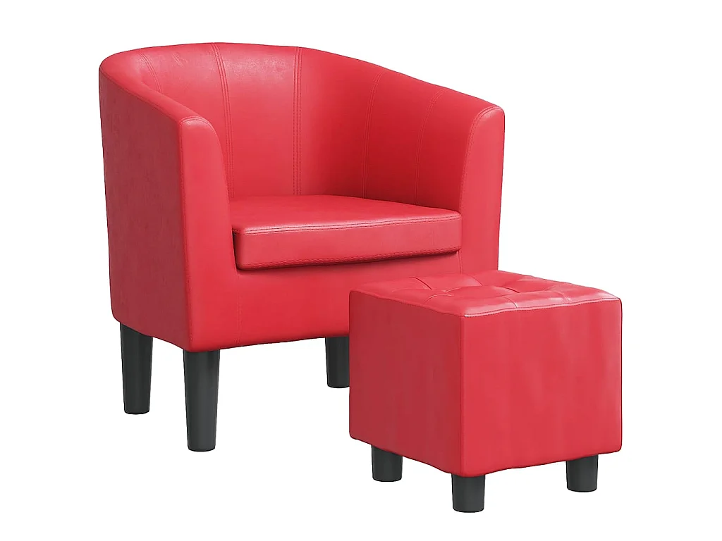 Fauteuil cabriolet avec repose-pied rouge similicuir SEF29495