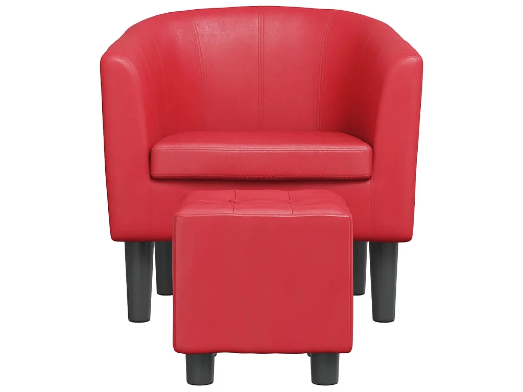 Fauteuil cabriolet avec repose-pied rouge similicuir SEF29495