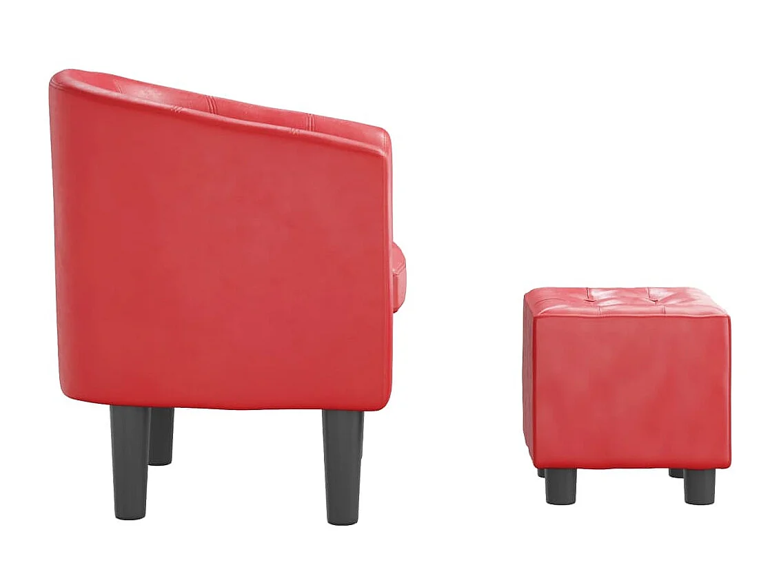 Fauteuil cabriolet avec repose-pied rouge similicuir SEF29495