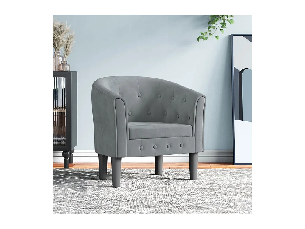 Fauteuil cabriolet moderne gris foncé velours SEF63148