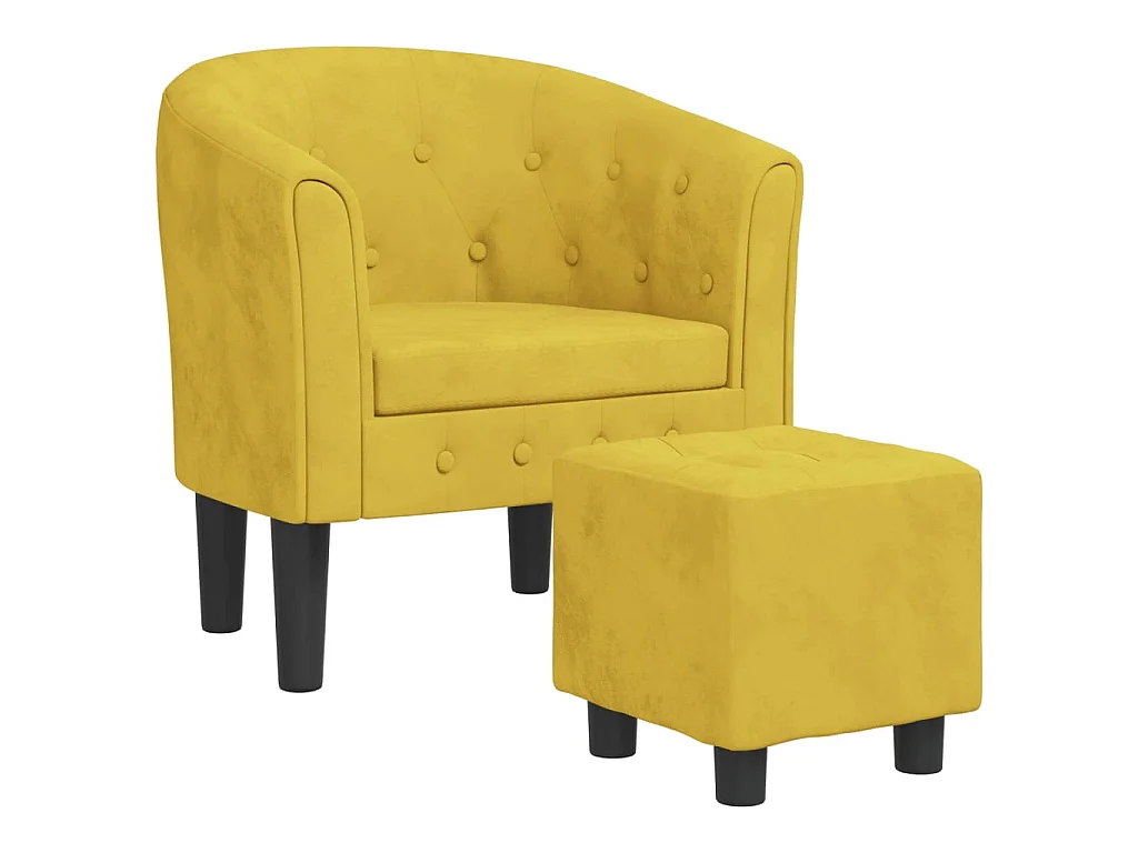 Fauteuil cabriolet avec repose-pied jaune velours SEF34314