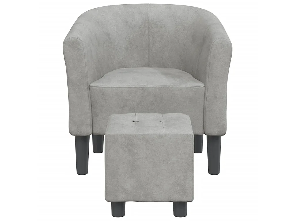 Fauteuil cabriolet avec repose-pied gris clair velours SEF60311