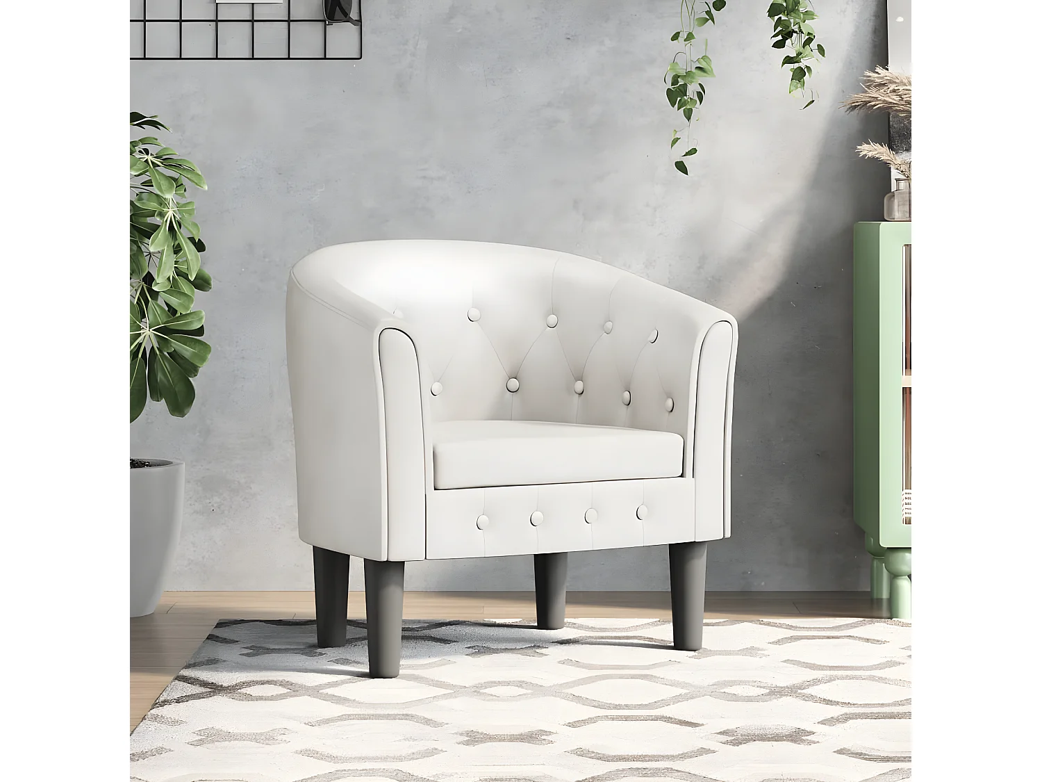 Fauteuil cabriolet moderne blanc similicuir SEF59404