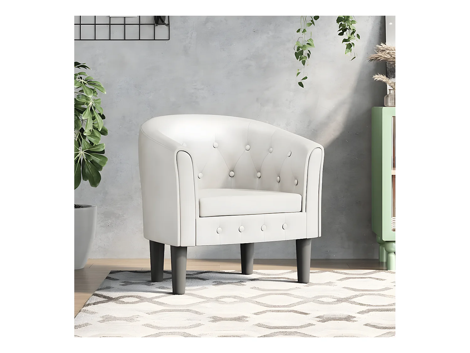 Fauteuil cabriolet moderne blanc similicuir SEF59404