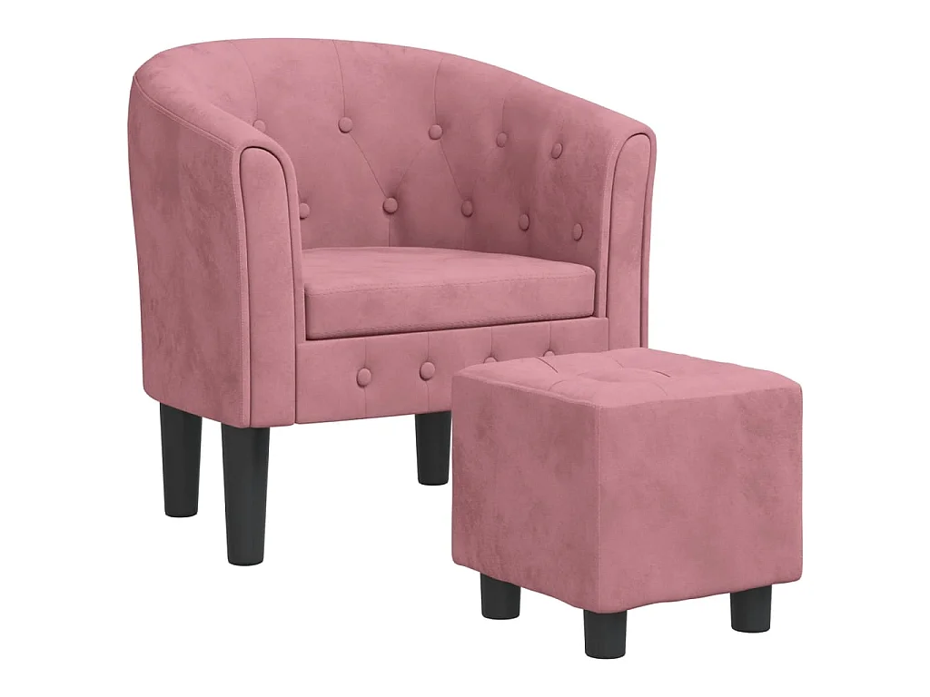 Fauteuil cabriolet avec repose-pied rose velours SEF80734