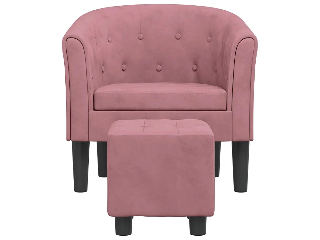 Fauteuil cabriolet avec repose-pied rose velours SEF80734