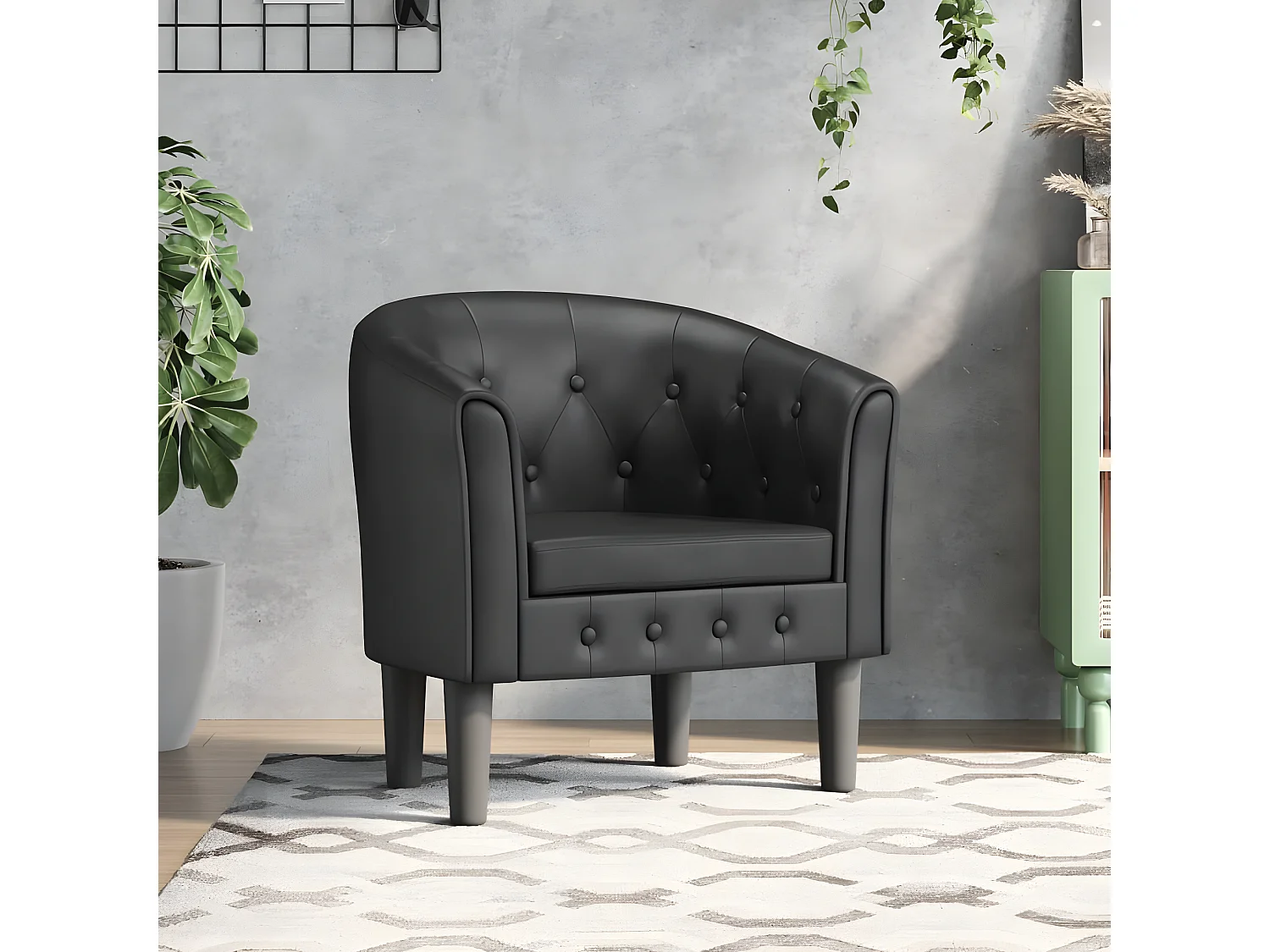 Fauteuil cabriolet moderne noir similicuir SEF48464