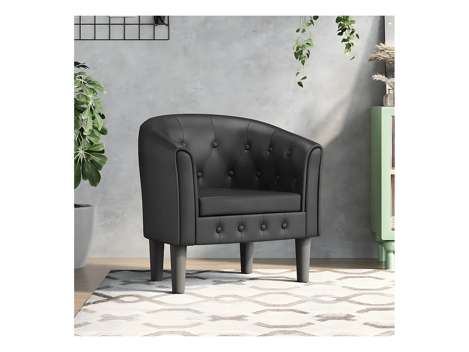 Fauteuil cabriolet moderne noir similicuir SEF48464