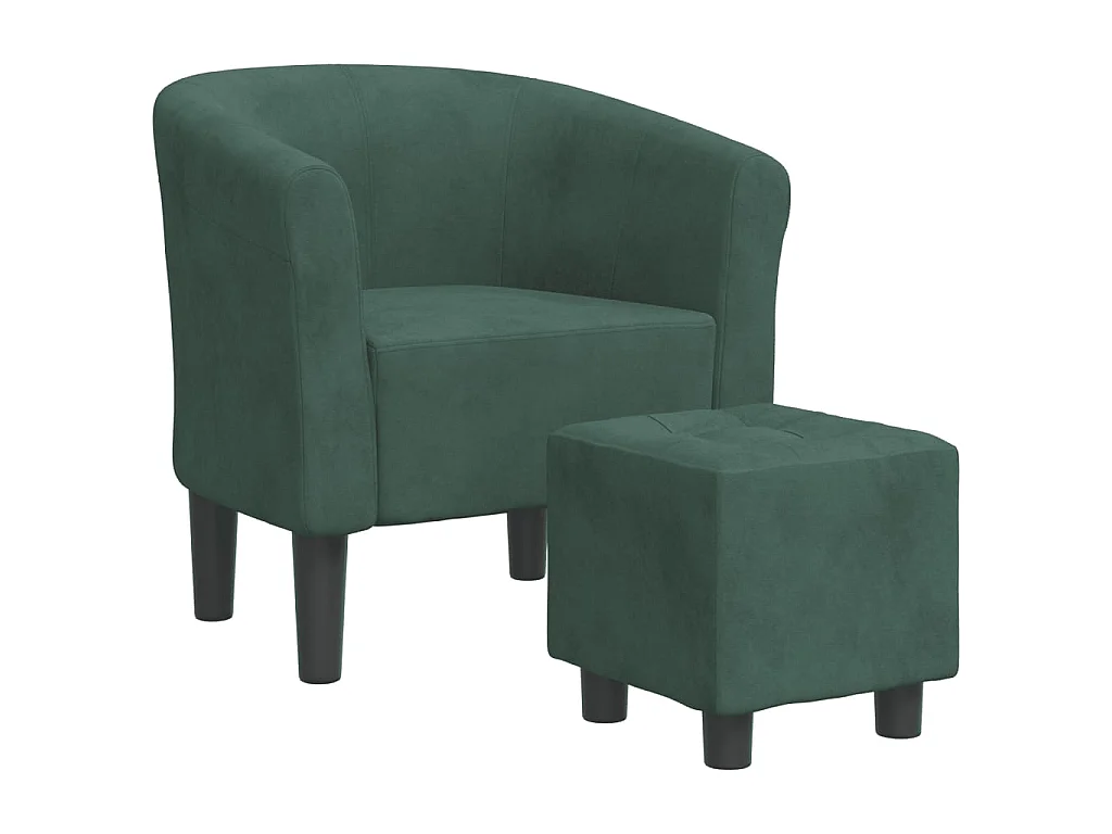 Fauteuil cabriolet avec repose-pied vert foncé velours SEF76394