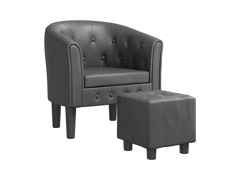 Fauteuil cabriolet avec repose-pied gris similicuir SEF58249