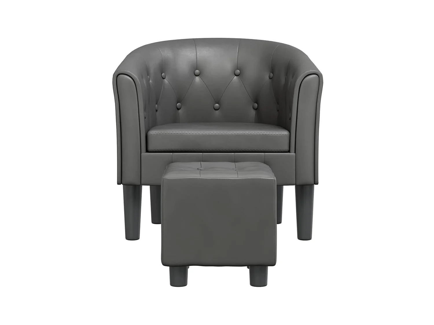 Fauteuil cabriolet avec repose-pied gris similicuir SEF58249