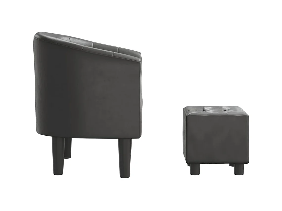 Fauteuil cabriolet avec repose-pied gris similicuir SEF58249