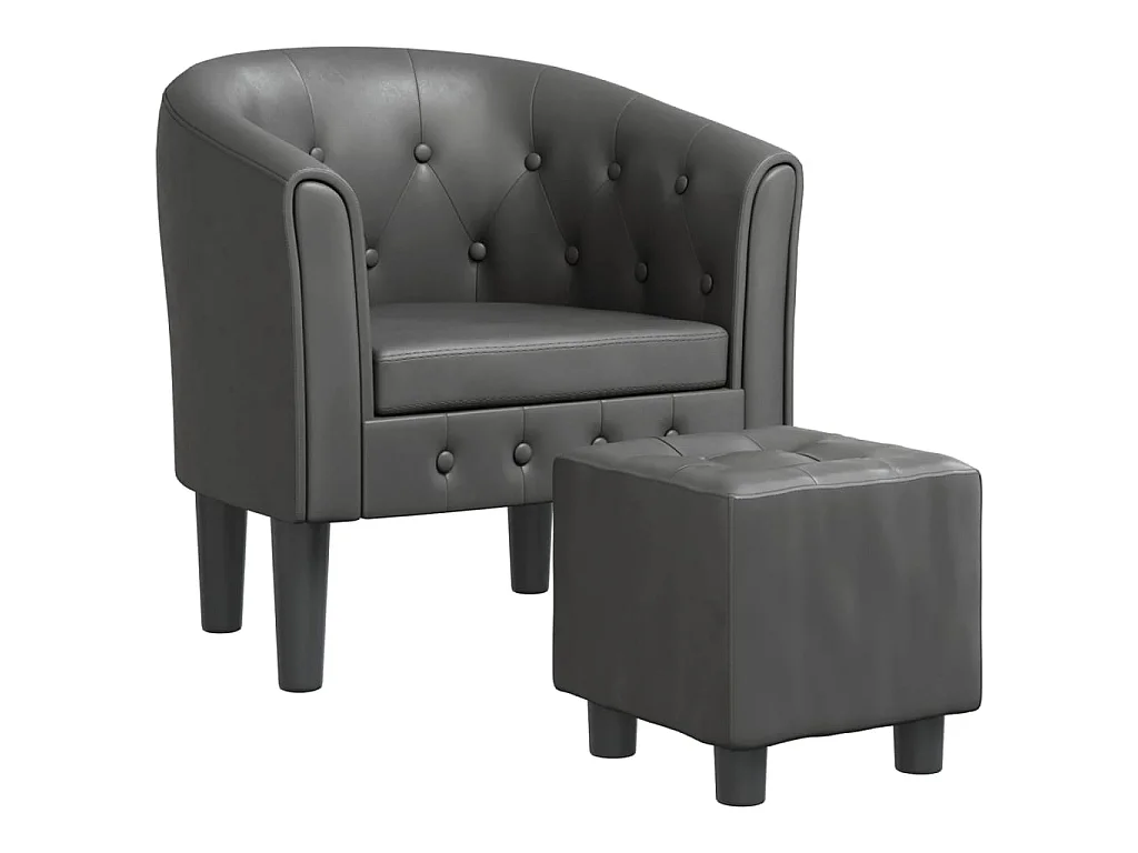 Fauteuil cabriolet avec repose-pied gris similicuir SEF58249