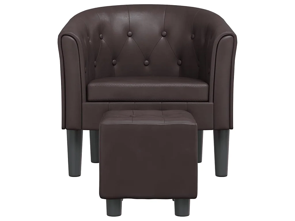 Fauteuil cabriolet avec repose-pied marron similicuir SEF81338