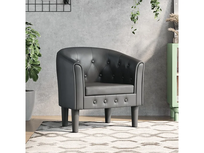 Sillón cuero sintético gris ES827801