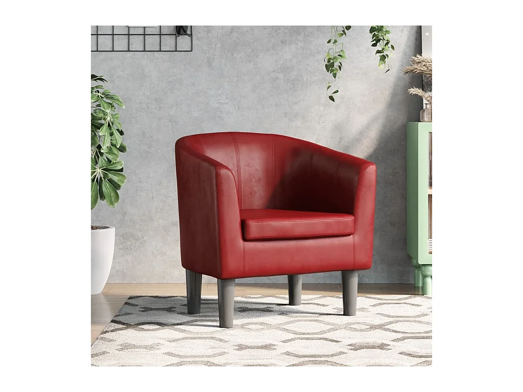 Fauteuil cabriolet moderne rouge bordeaux similicuir SEF43762
