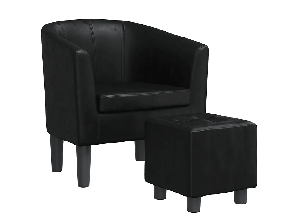 Fauteuil cabriolet avec repose-pied noir similicuir SEF34460
