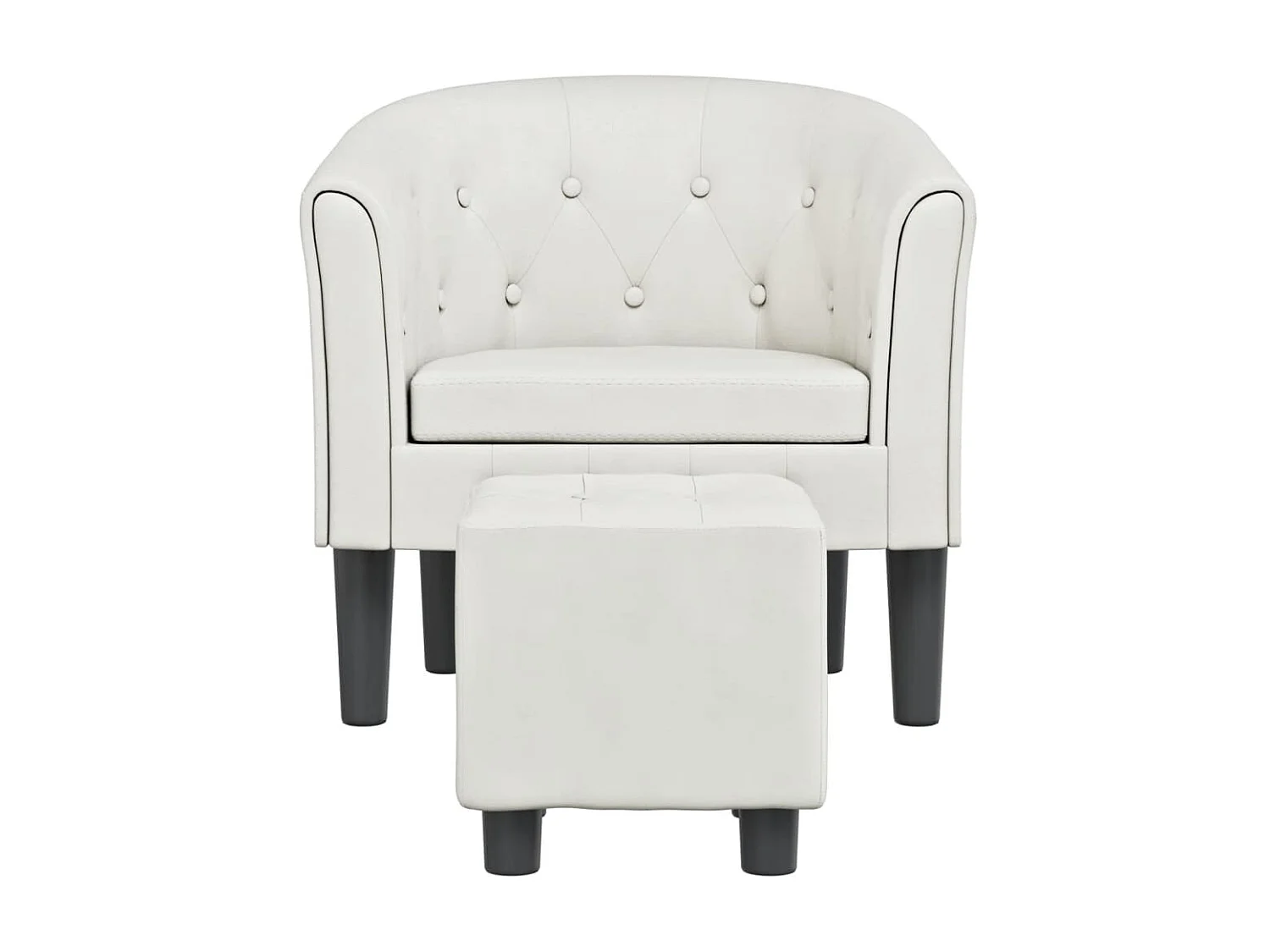 Fauteuil cabriolet avec repose-pied blanc similicuir SEF83314