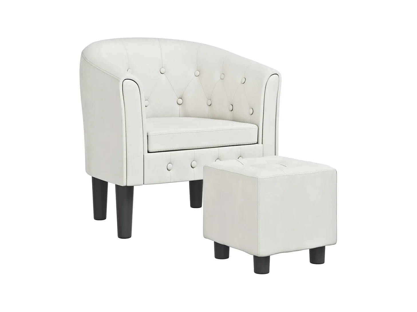 Fauteuil cabriolet avec repose-pied blanc similicuir SEF83314