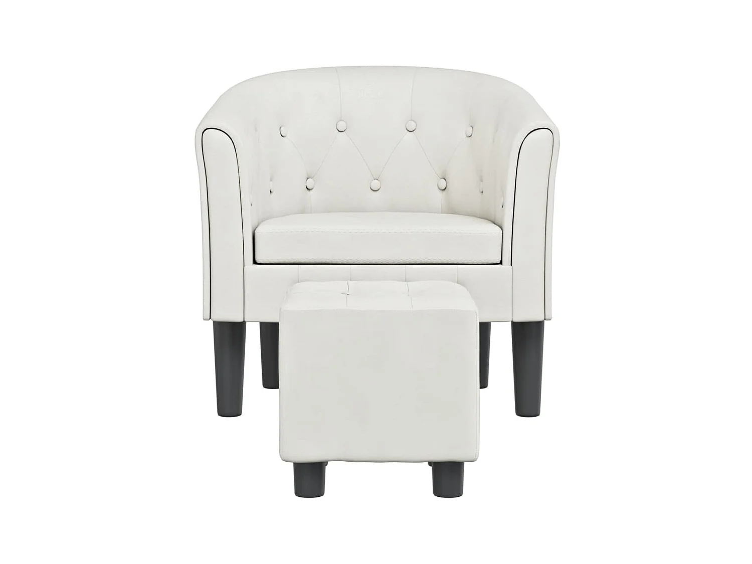 Fauteuil cabriolet avec repose-pied blanc similicuir SEF83314