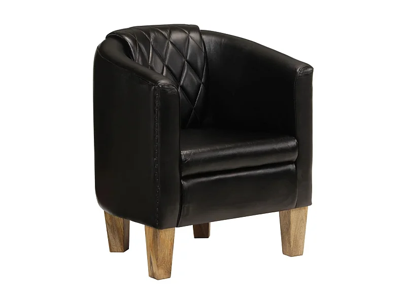Fauteuil cabriolet noir cuir véritable FVBB39304