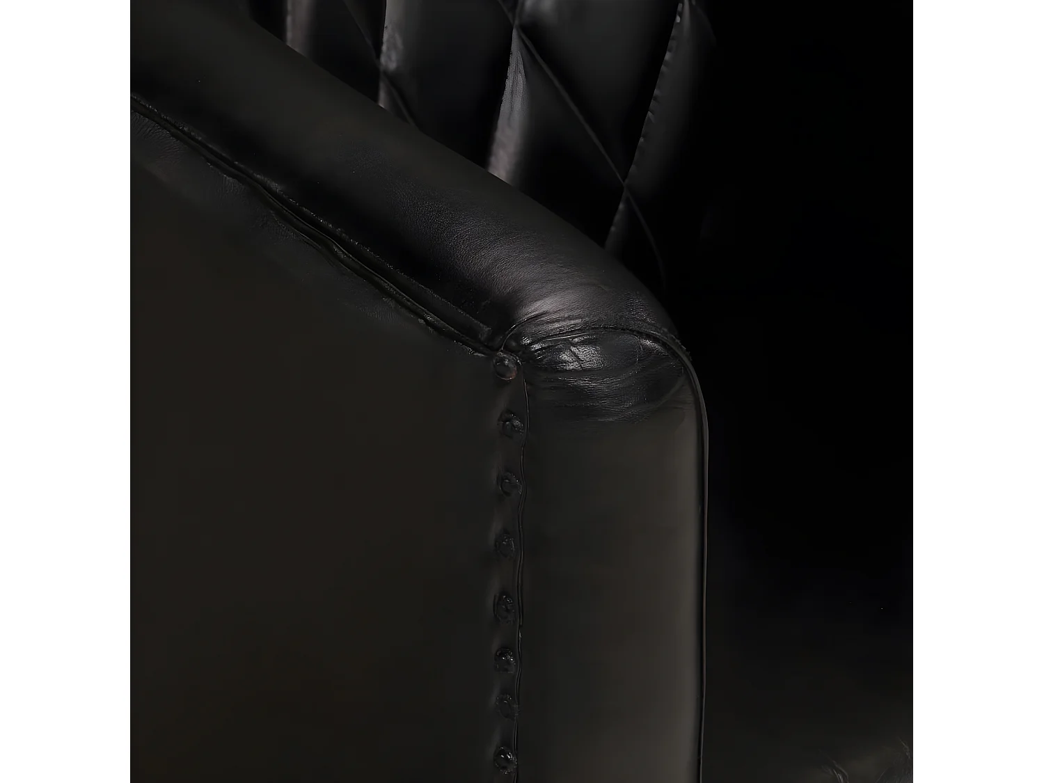 Fauteuil cabriolet noir cuir véritable FVBB39304