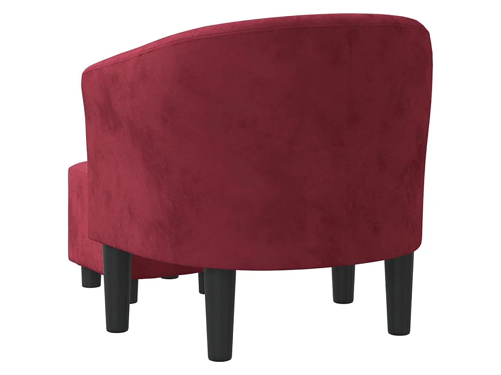 Fauteuil cabriolet avec repose-pied rouge bordeaux velours SEF66374