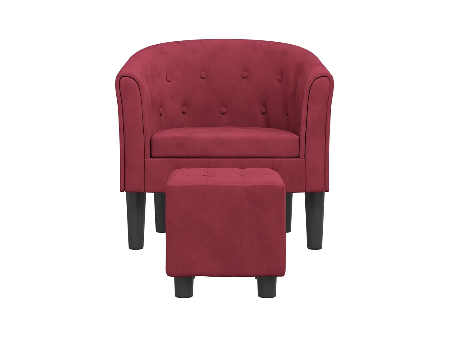 Fauteuil cabriolet avec repose-pied rouge bordeaux velours SEF66374